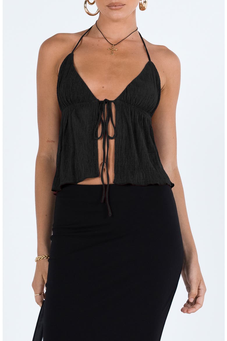 Chantria Split Tie Front Halter Top, Main, color, BLACK
