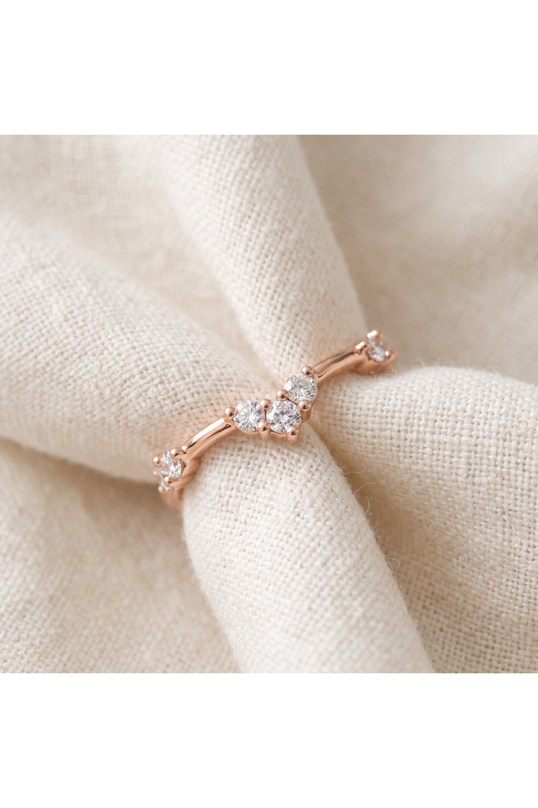 1/4Ct Diamond Diamond Guard Wedding Stack Ring 14k Gold or Platinum Lab Grown, Alternate, color, 14k White Gold