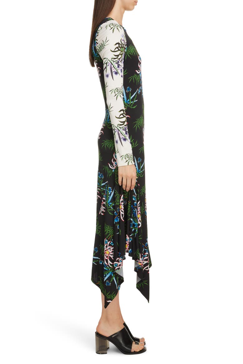Long Sleeve Asymmetrical Dress, Alternate, color, BLACK