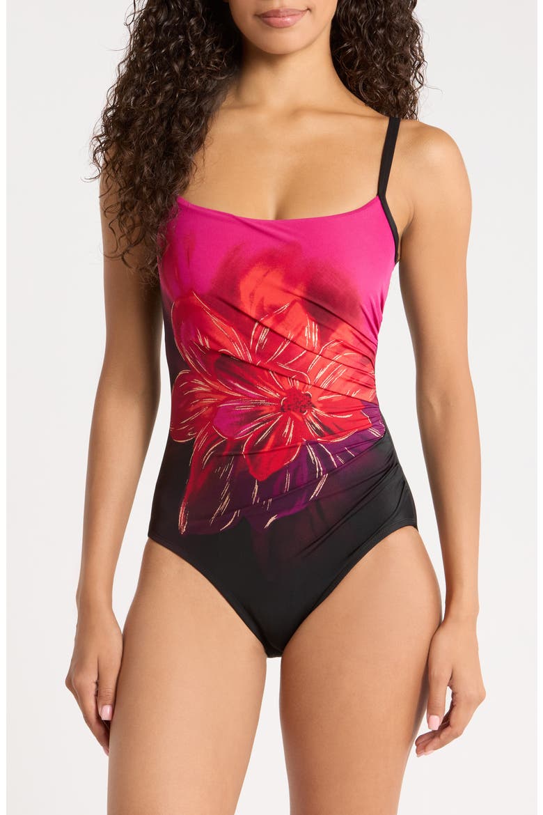 Petali Rosa Starr One-Piece Swimsuit, Main, color, BLACK/ MULTI