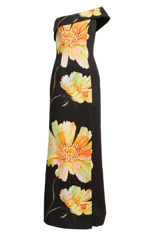 Black Halo Dolan One-shoulder Gown In Bursting Bloom