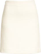 St. John Collection Textured Tweed Knit & Leather Miniskirt