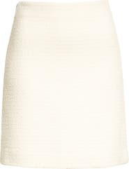 ST. JOHN Textured Tweed Knit & Leather Miniskirt