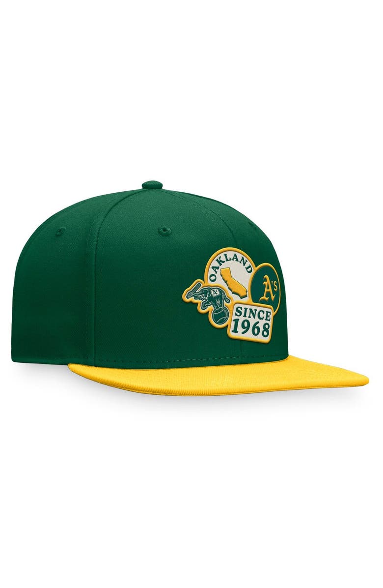 FANATICS Men's Fanatics Branded Green Oakland Athletics Heritage Patch Fitted Hat, Alternate, color,