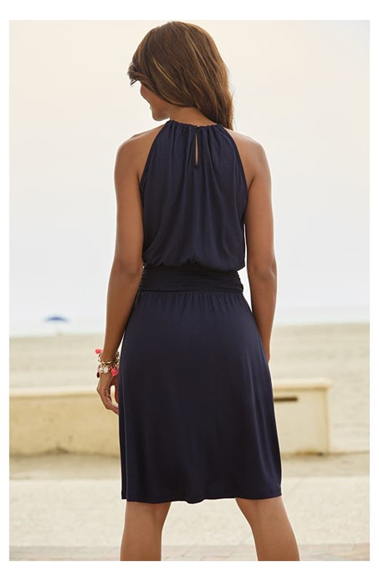 LASCANA Women's Crochet Detail Dress, Alternate, color, Navy