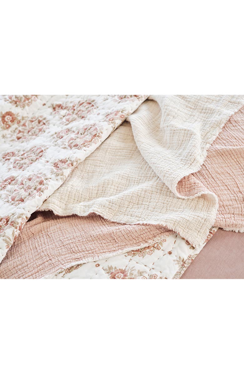Coyuchi Topanga Organic Cotton Matelassé Bed Blanket, Alternate, color, Praline Chambray