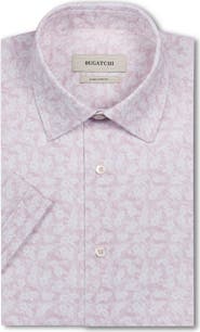 Bugatchi Miles OoohCotton® Floral Print Short Sleeve Button-Up Shirt