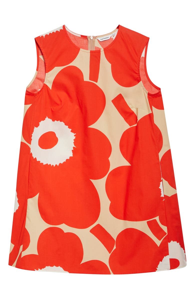 Marimekko Palatsi Unikko Organic Cotton Poplin Shift Minidress, Alternate, color, Orange