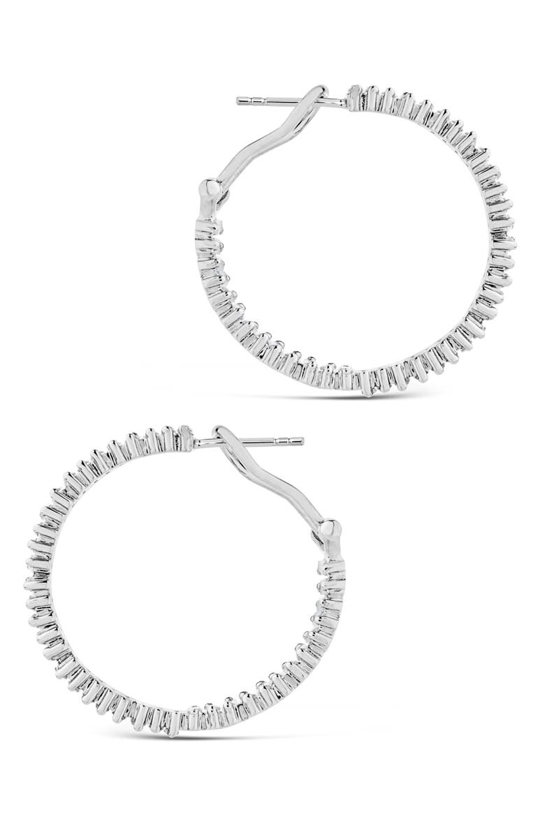 Sterling Forever Mischa Cubic Zirconia Inside Out Hoop Earrings, Alternate, color, 