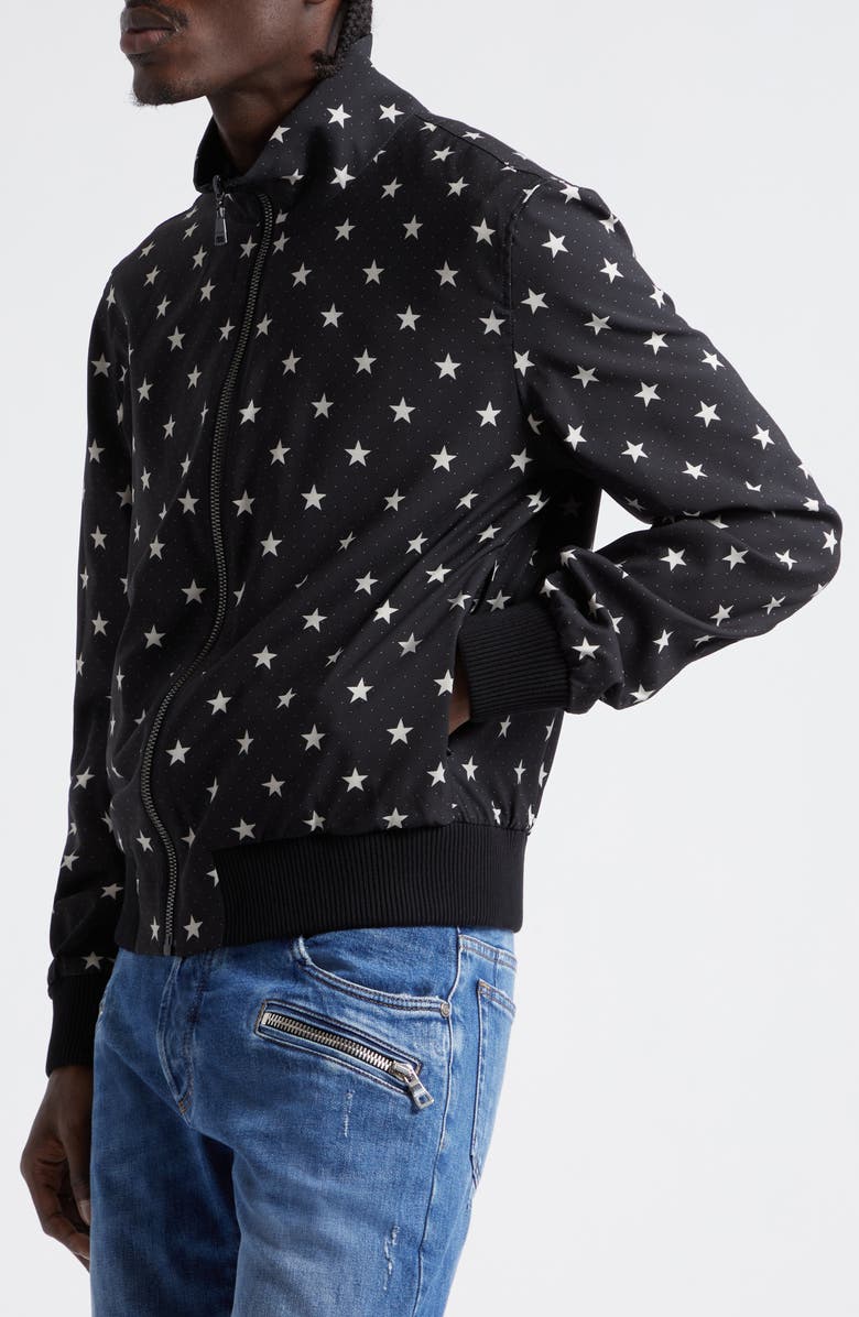 Balmain Reversible Satin Bomber Jacket, Alternate, color,