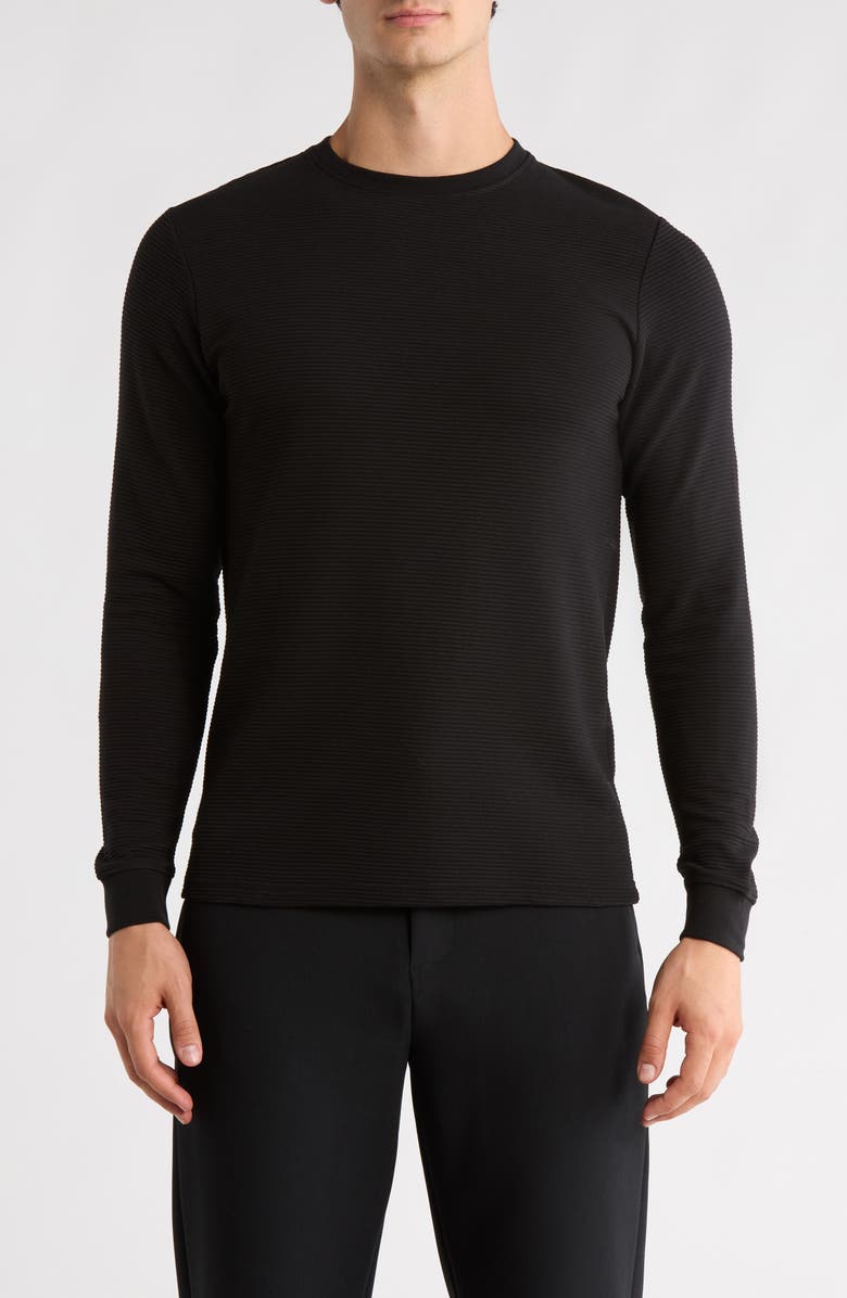 DENIM AND FLOWER Crew Neck Cotton Blend Sweatshirt, Main, color, Black