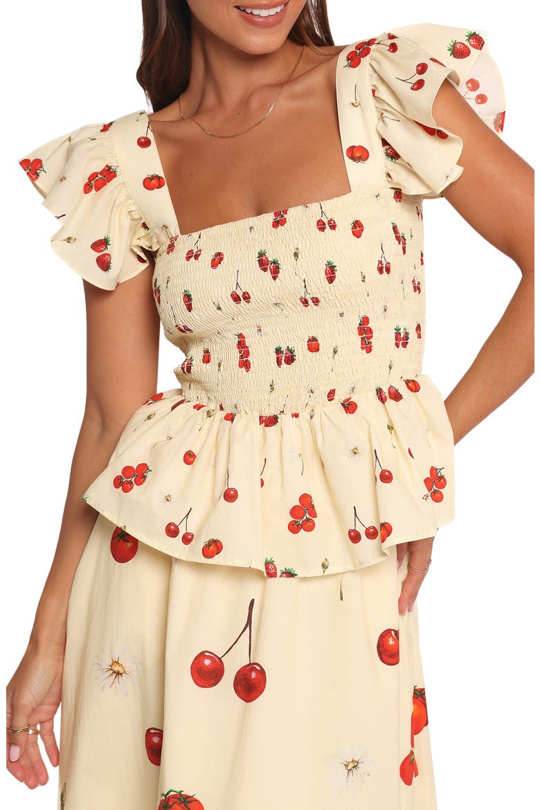 Remira Smocked Ruffle Top, Main, color, YELLOW CHERRY