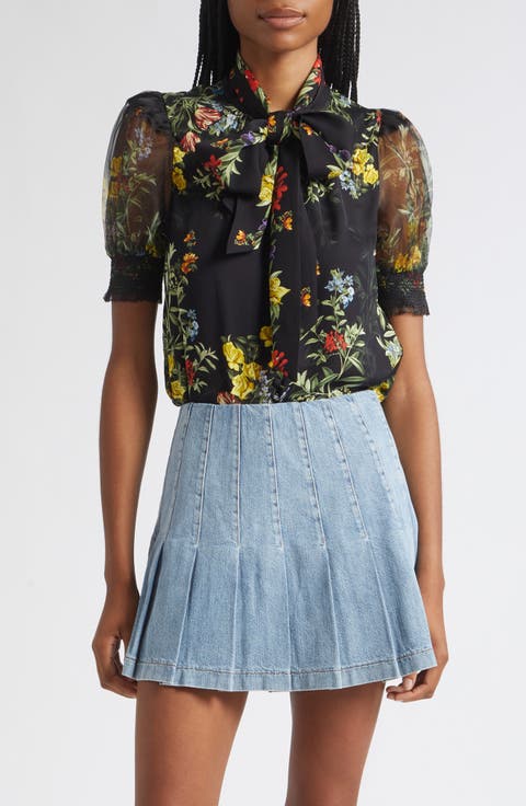 Brentley Tie Neck Puff Sleeve Top