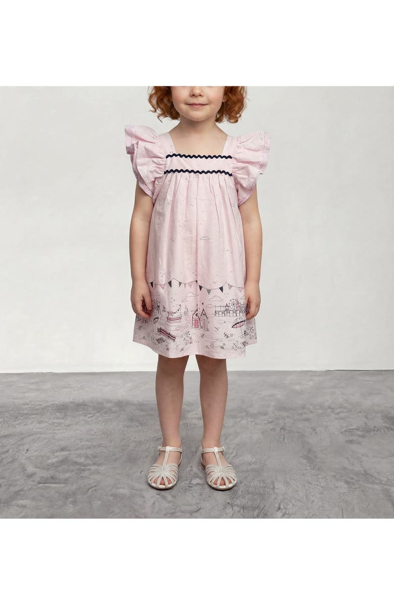 Pippa & Julie Kids' Beach Border Print Cotton Sundress, Alternate, color, Pink