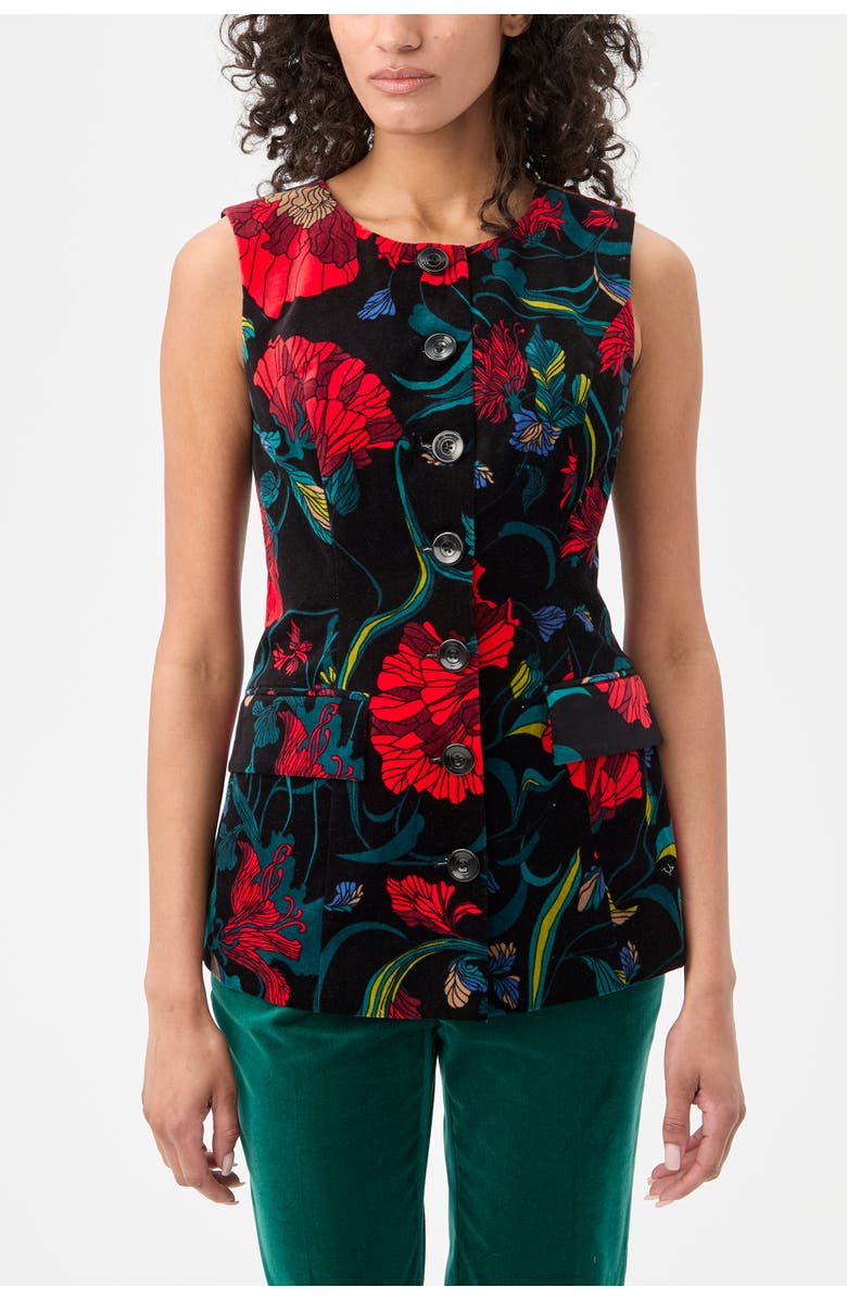 Trina Turk Kary Printed Velvet Vest Top, Alternate, color, Multi