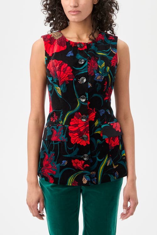 Trina Turk Kary Printed Velvet Vest Top In Multi