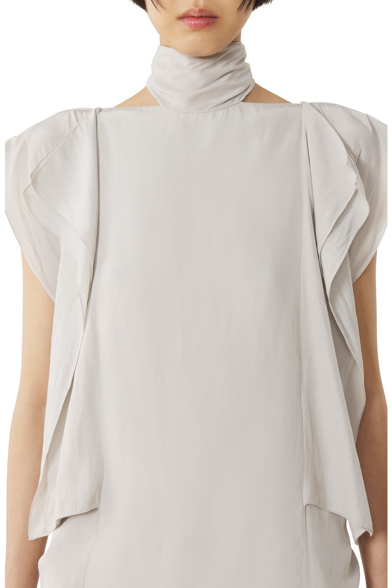 White Frilled Top In Charmeuse, Alternate, color, White