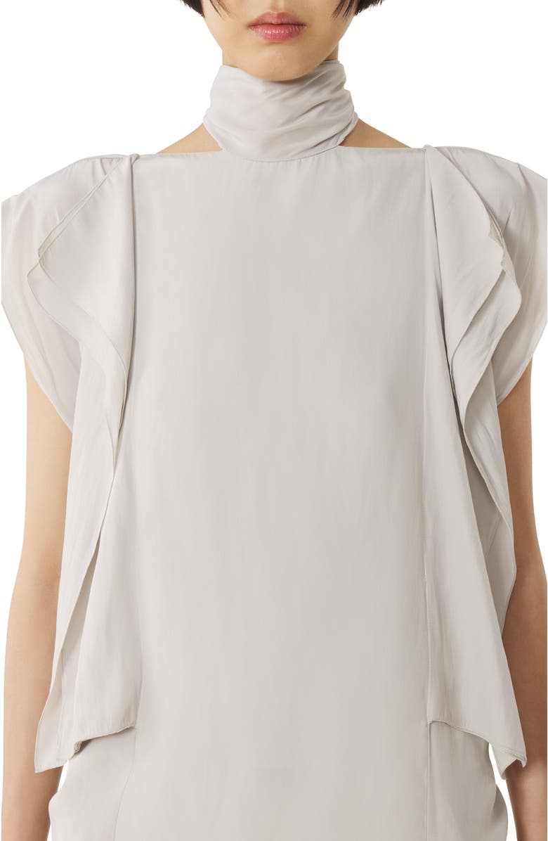 Lanvin White Frilled Top In Charmeuse, Alternate, color, White