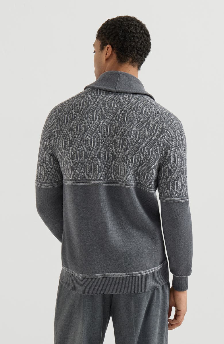 Brunello Cucinelli Cardigan with shawl collar, Alternate, color, Medium Grey