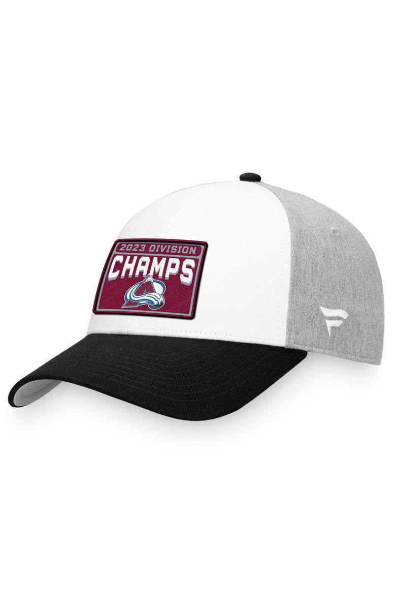 FANATICS Men's Fanatics Branded  White/Black Colorado Avalanche 2023 Central Division Champions Locker Room Adjustable Hat, Main, color, 