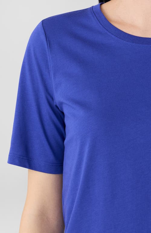 Eileen Fisher Organic Pima Cotton Jersey Round Neck Tee In Blue