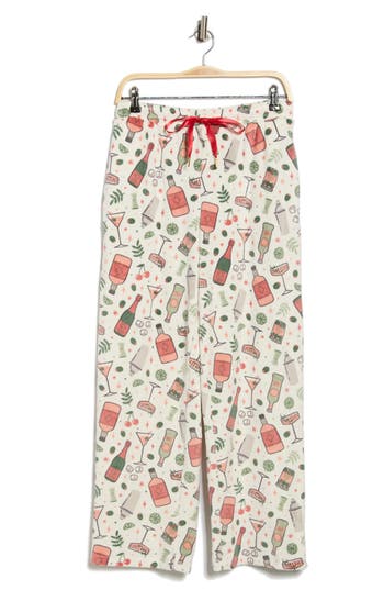 Jaclyn Fleece Print Pajama Pants In White