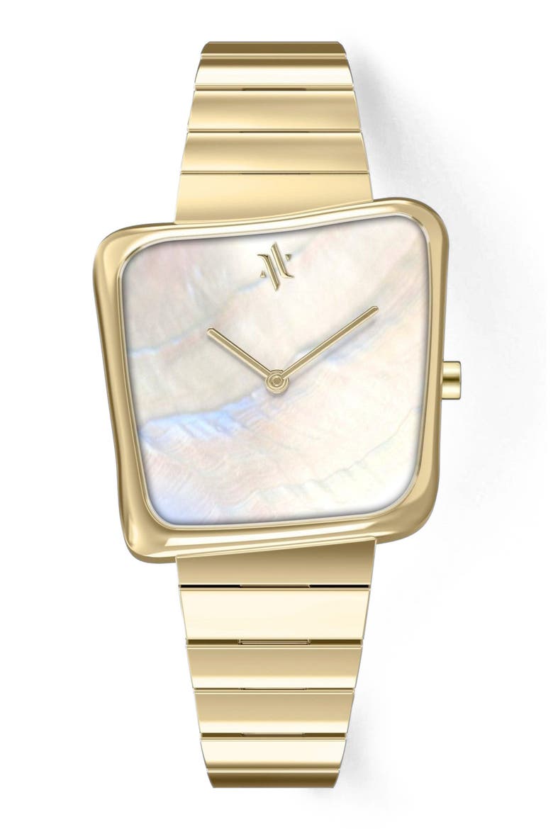 Nebula Gemstone Watch, Main, color, White Pearl-Gold