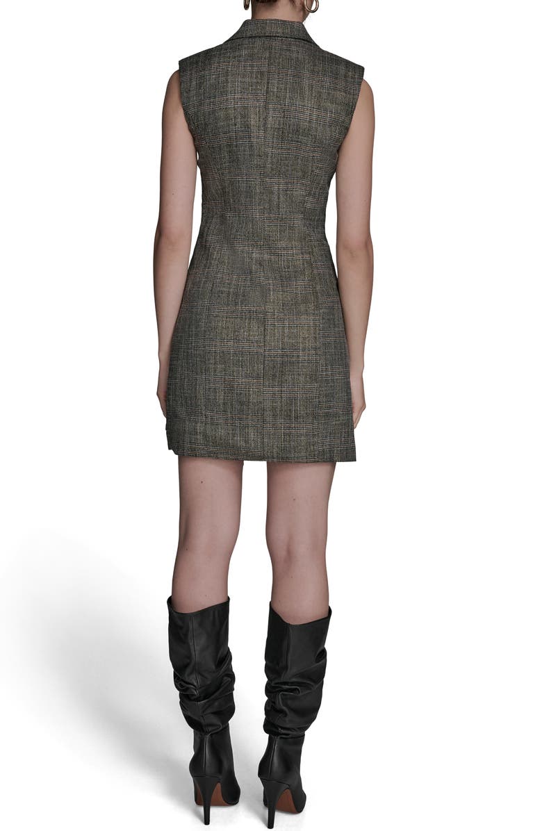 BCBG Windowpane Plaid Sleeveless Minidress, Alternate, color, Truffle Mu