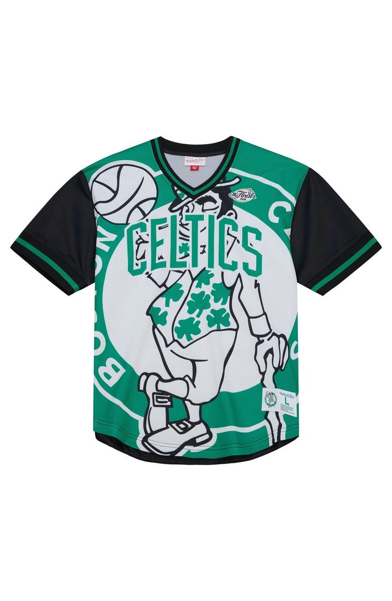 Mitchell & Ness Men's Mitchell & Ness  Kelly Green Boston Celtics Jumbotron 3.0 Mesh V-Neck T-Shirt, Alternate, color, Kelly Green