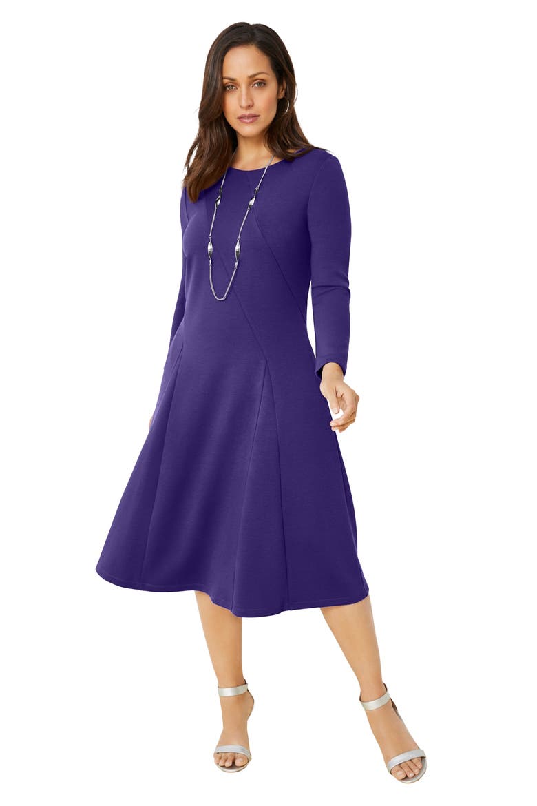 Long Sleeve Stretch Ponte Dress, Main, color, MIDNIGHT VIOLET