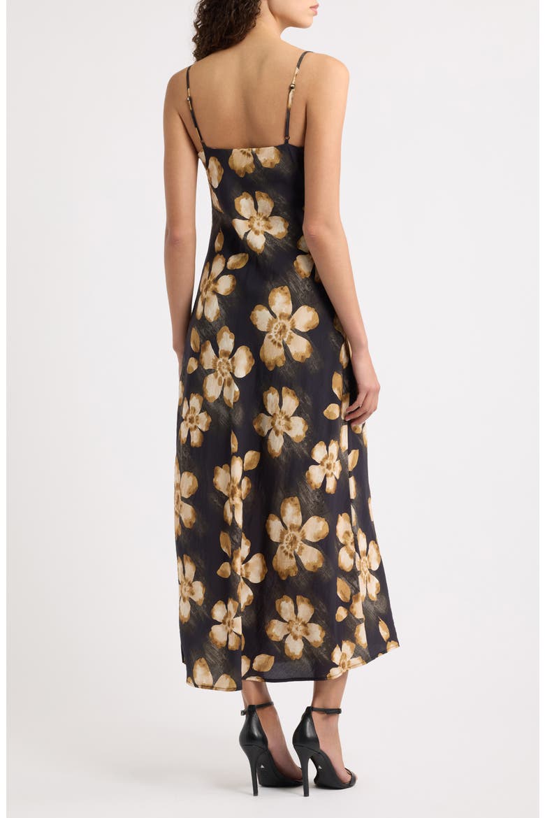 Floral Print Slipdress, Alternate, color, BLACK