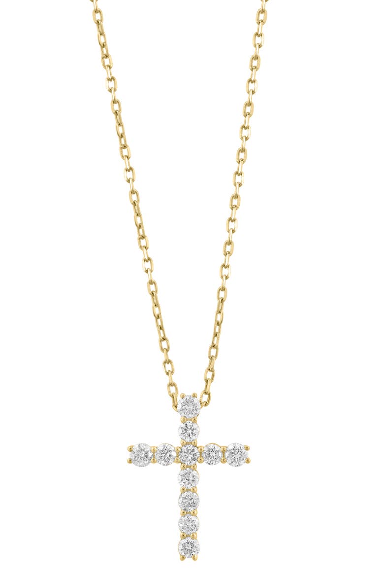 Diamond Cross Pendant Necklace, Main, color, GOLD