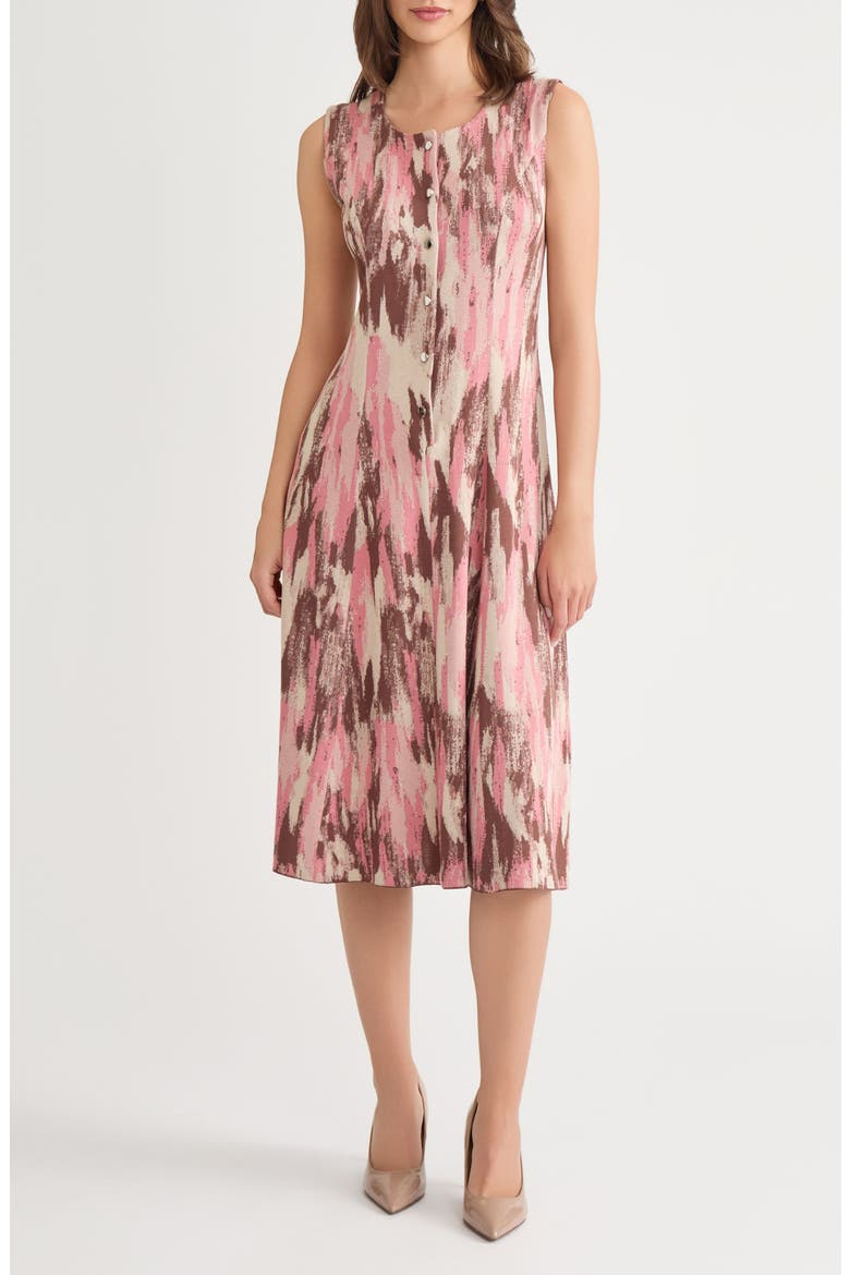Brushstroke Jacquard Sleeveless Dress, Main, color, HONEY SUCKLE/ CHARMEUSE/ MULTI