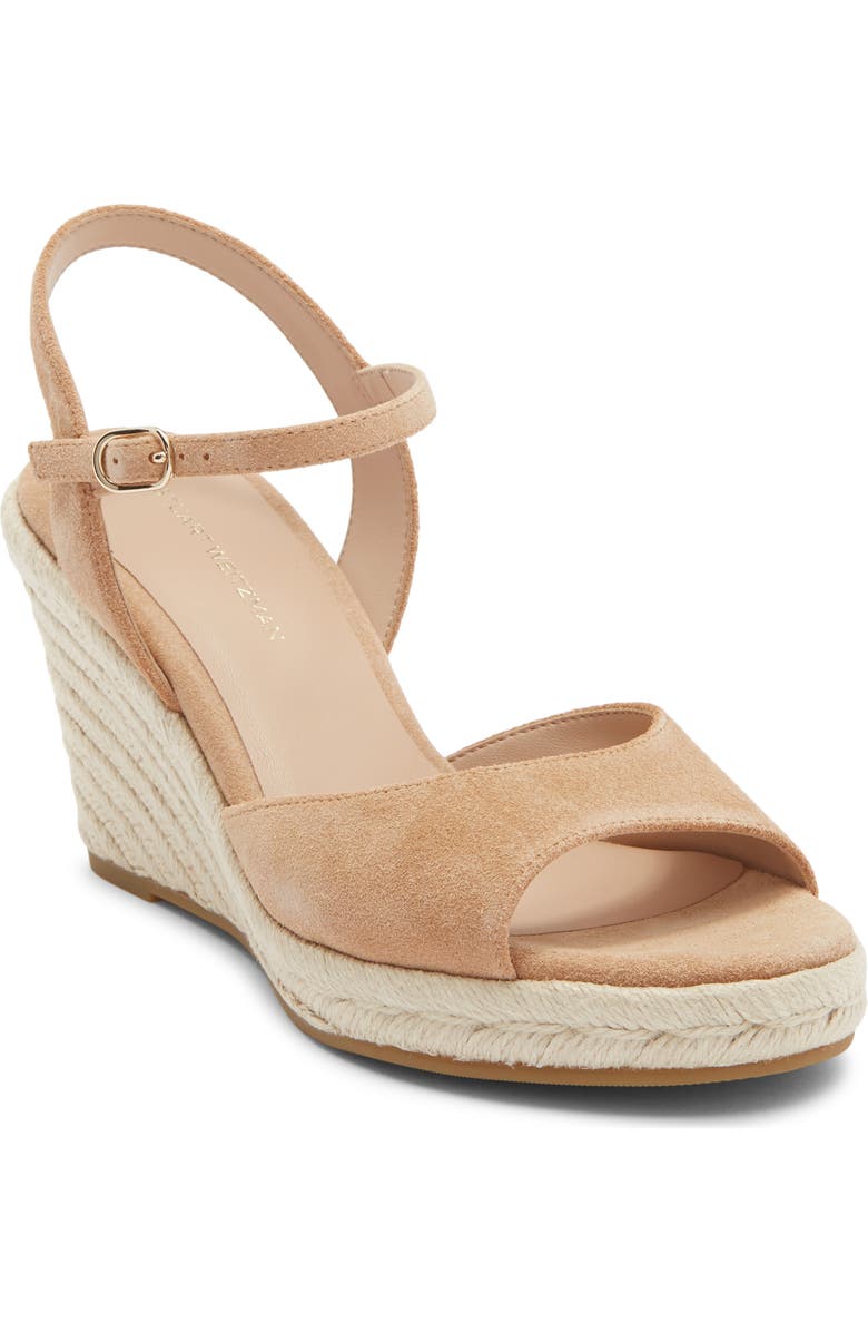 Stuart Weitzman Tia Wedge Sandal, Main, color, Golden Beige