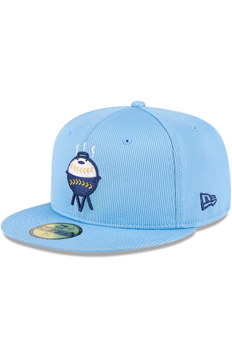 New Era Men's New Era Light Blue Milwaukee Brewers City Connect Batting Practice 59FIFTY Fitted Hat, Main, color, 