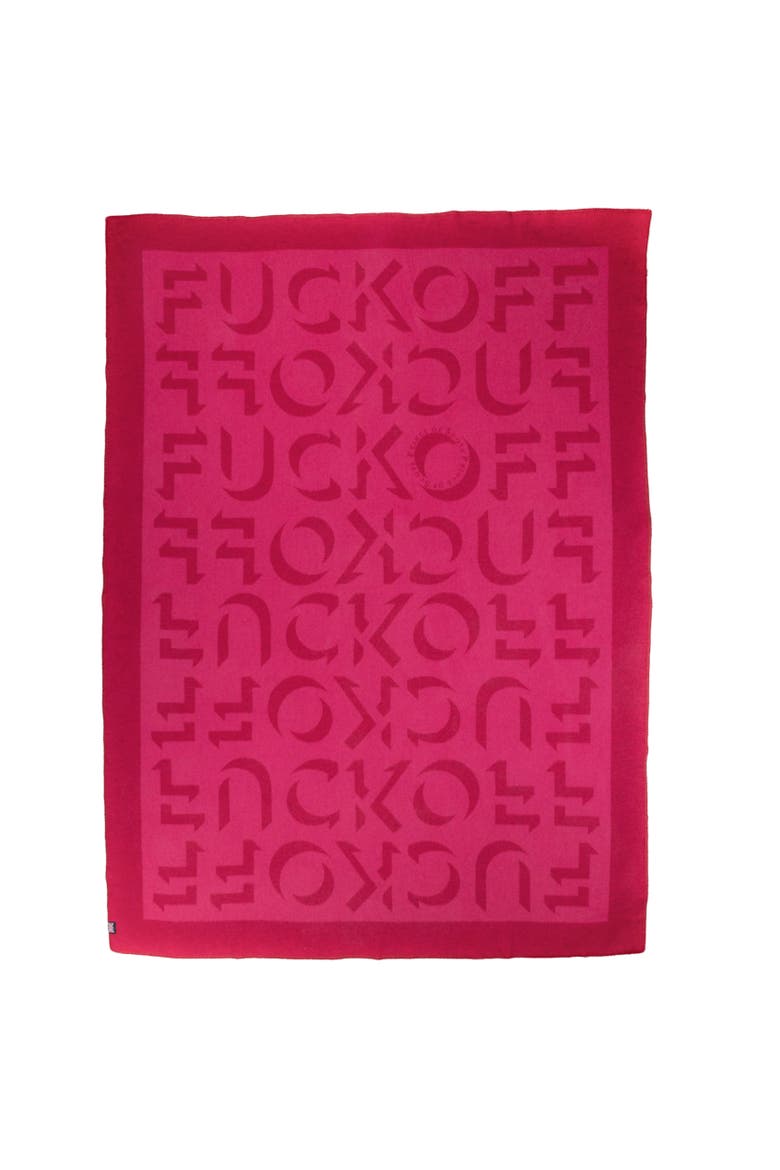 Merino Wool Fleece Throw, Alternate, color, Pink Expletive