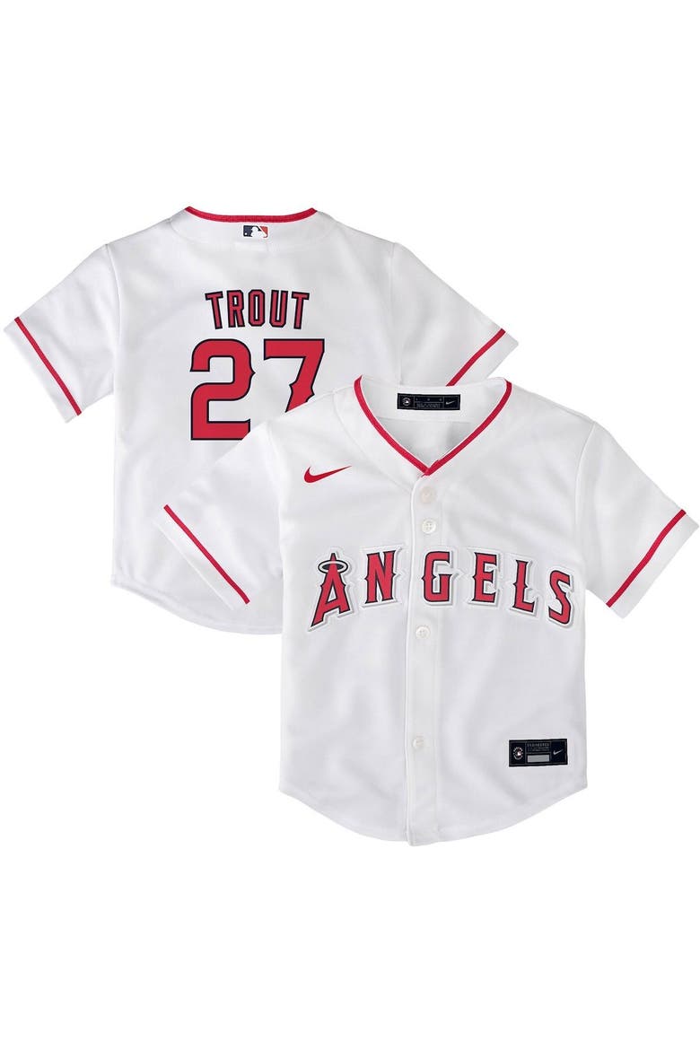 Toddler Nike Mike Trout White Los Angeles Angels Home Replica Player Jersey, Main, color, WHITE