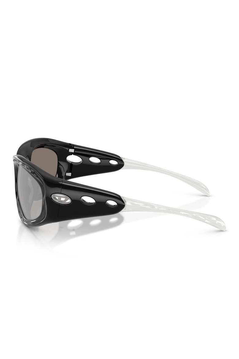 63mm Oversize Mirrored Pillow Sunglasses, Alternate, color, BLACK / GREY MIRROR SILVER