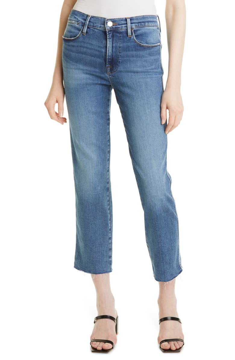 FRAME Le High Raw Hem Crop Straight Leg Jeans, Main, color,