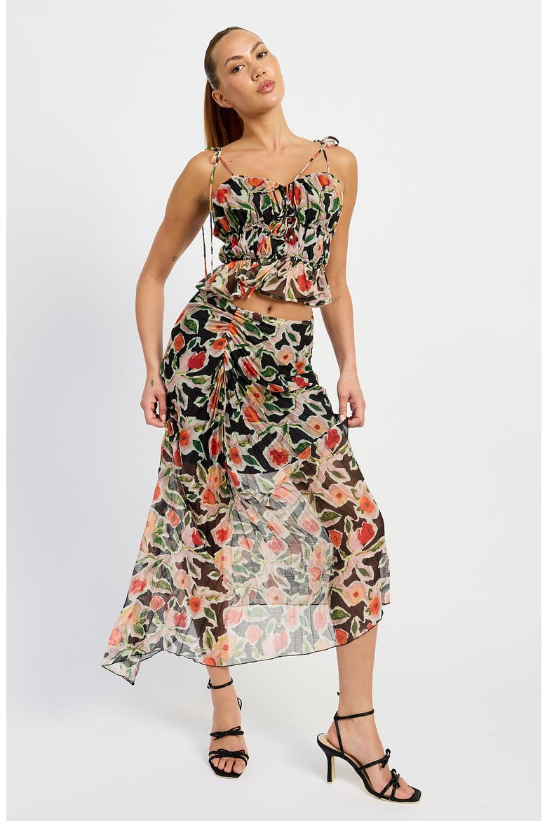 Eden Pleated Maxi Skirt, Alternate, color, BLACK RED