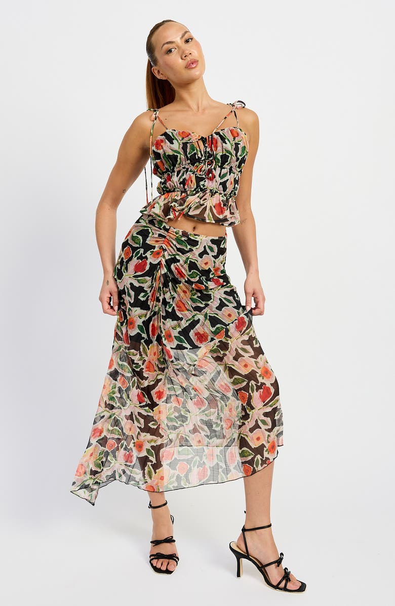 En Saison Eden Pleated Maxi Skirt, Alternate, color, Black Red