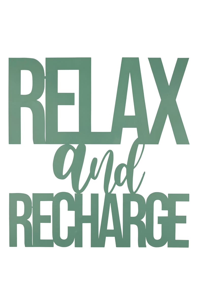 STRATTON HOME DECOR Relax & Recharge Metal Wall Art, Main, color, 