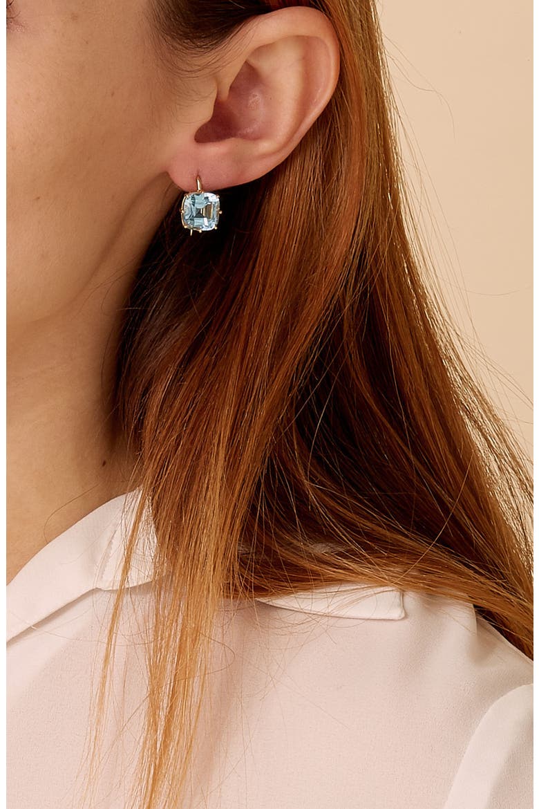 Cushion Earrings, Alternate, color, Blue Topaz