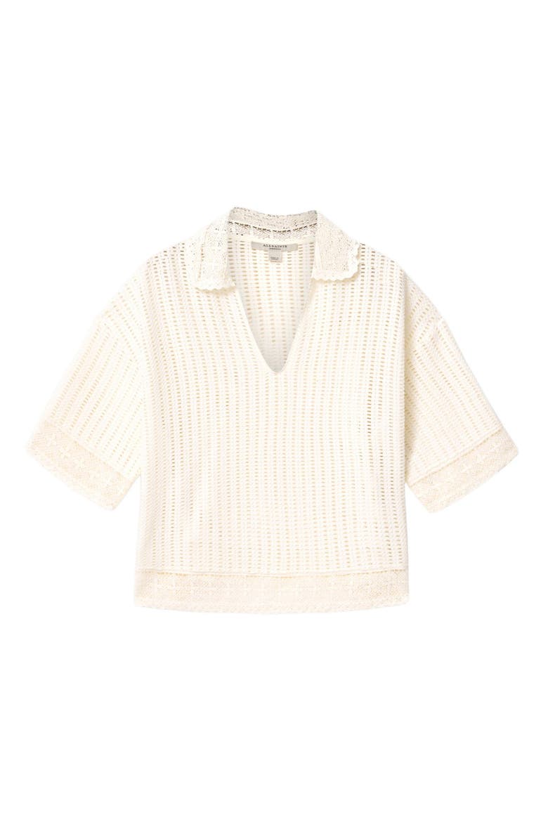 Elma Open Stitch Top, Alternate, color, MALLOW WHITE
