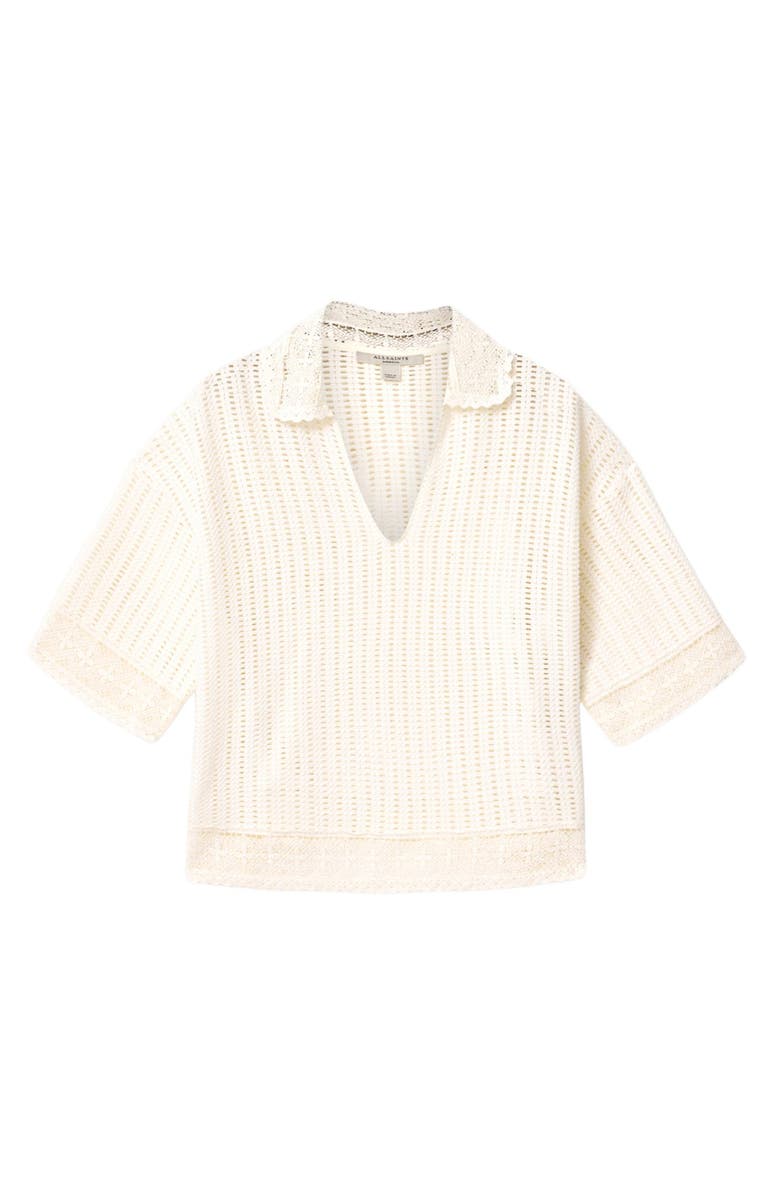 AllSaints Elma Open Stitch Top, Alternate, color, Mallow White