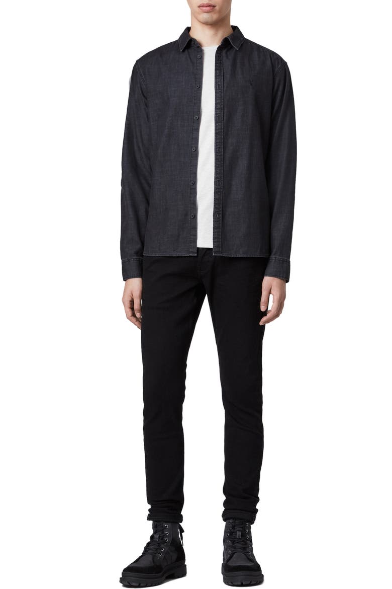 Bramston Regular Fit Denim Button-Up Shirt, Alternate, color, WASHED BLACK