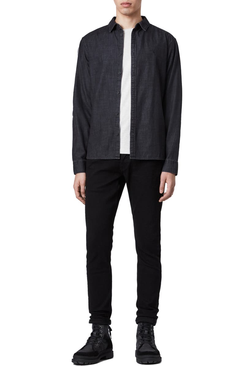 AllSaints Bramston Regular Fit Denim Button-Up Shirt, Alternate, color,