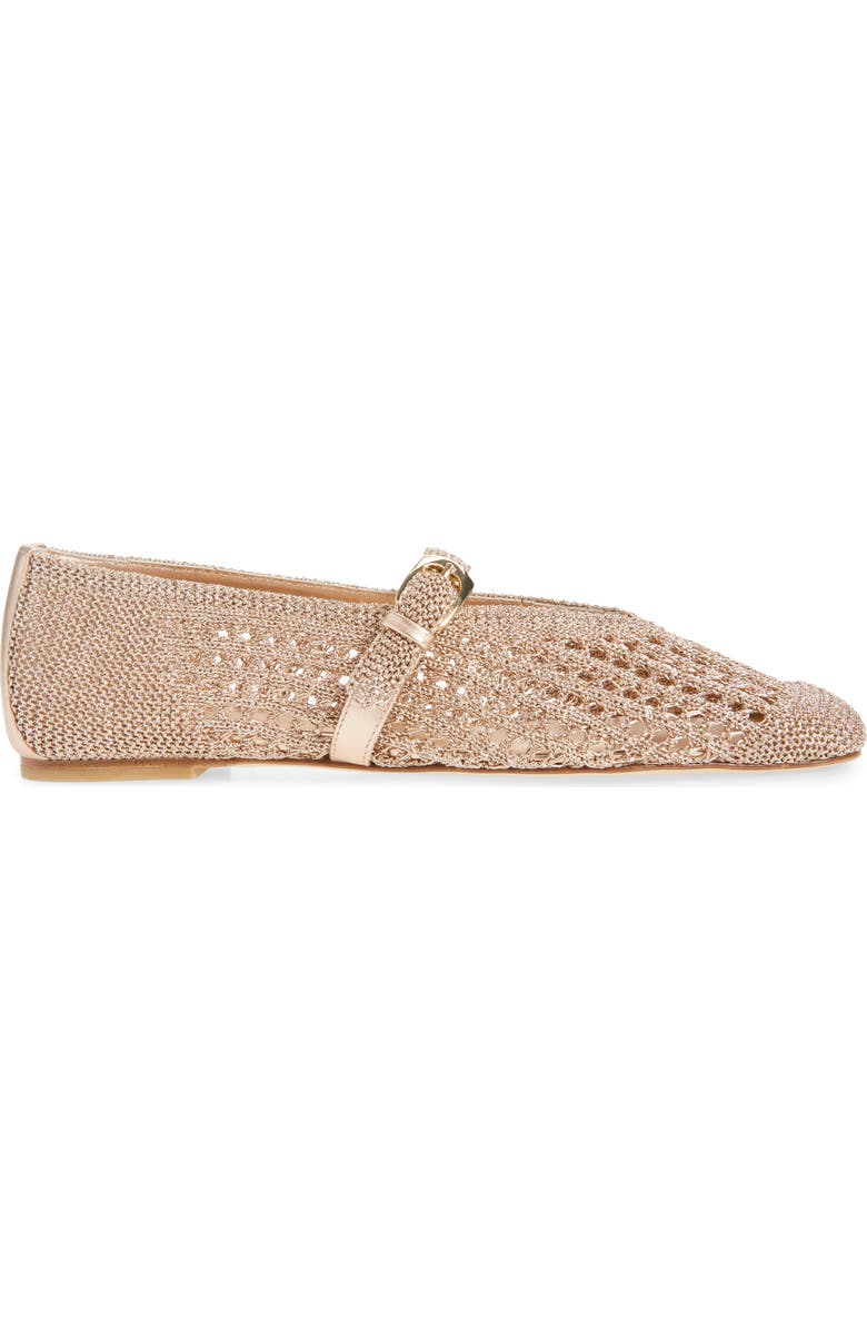 Stuart Weitzman Leora Metallic Mary Jane Flat, Alternate, color, Light Gold