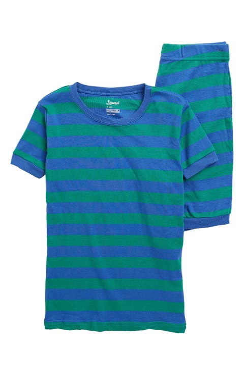 Kids Cotton Two-Piece Short Pajamas, Stripes & Solids