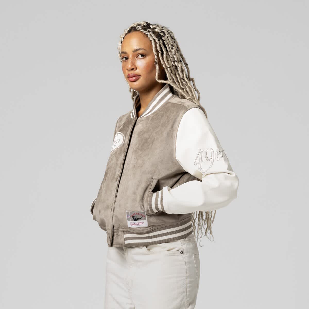 Women's Mitchell & Ness  Tan San Francisco 49ers Full-Snap Varsity Jacket - image 2
